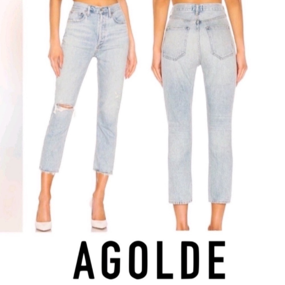 Agolde button fly high rise straight jeans - Picture 4 of 16